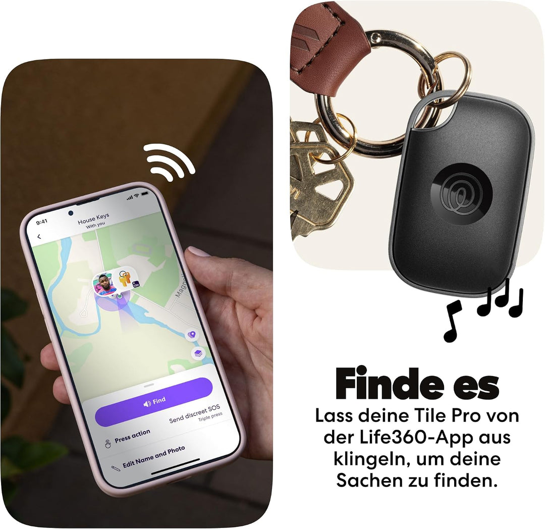 Tile by Life360 Pro (2024) – Leistungsstarker Bluetooth-Tracker, Schlüssel- und Gegenstandsfinder fü