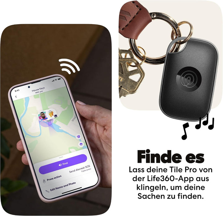 Tile by Life360 Pro (2024) – Leistungsstarker Bluetooth-Tracker, Schlüssel- und Gegenstandsfinder fü