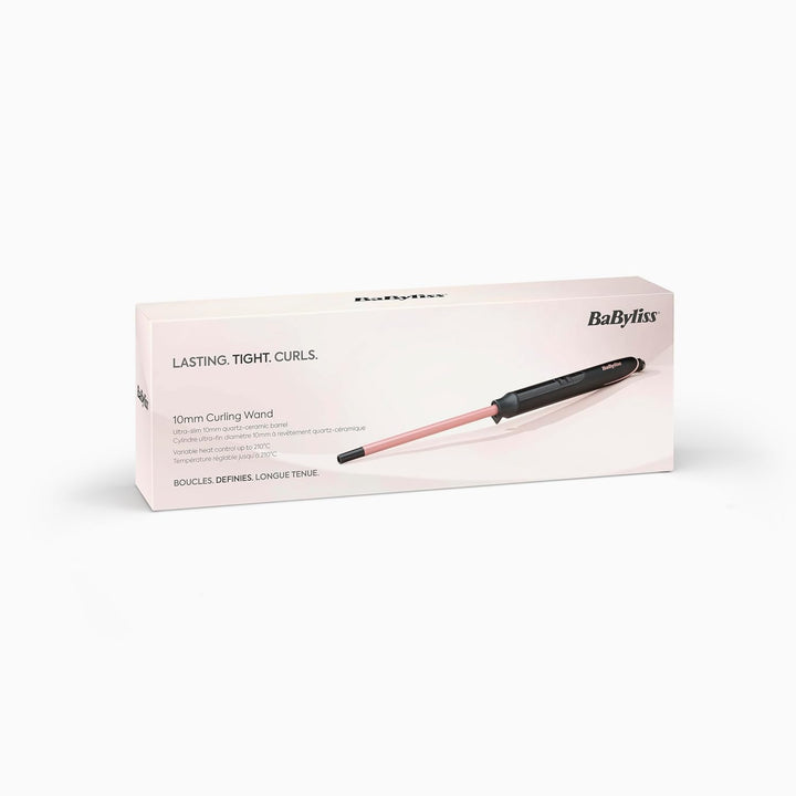 BaByliss 10mm Curling Wand Lockenstab mit Quartz-Keramik Beschichtung für Enge Afro-Locken, rosa Sch