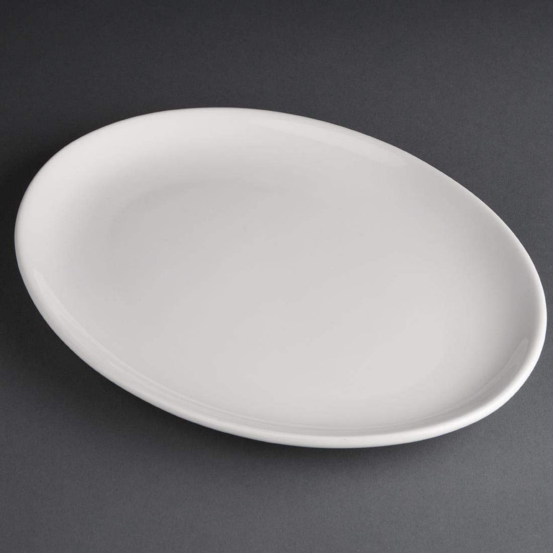 Olympia Athena Hotelware Ovaler Coupe Teller - 254x197mm 10x7 3/4" (Box 12), Weiss
