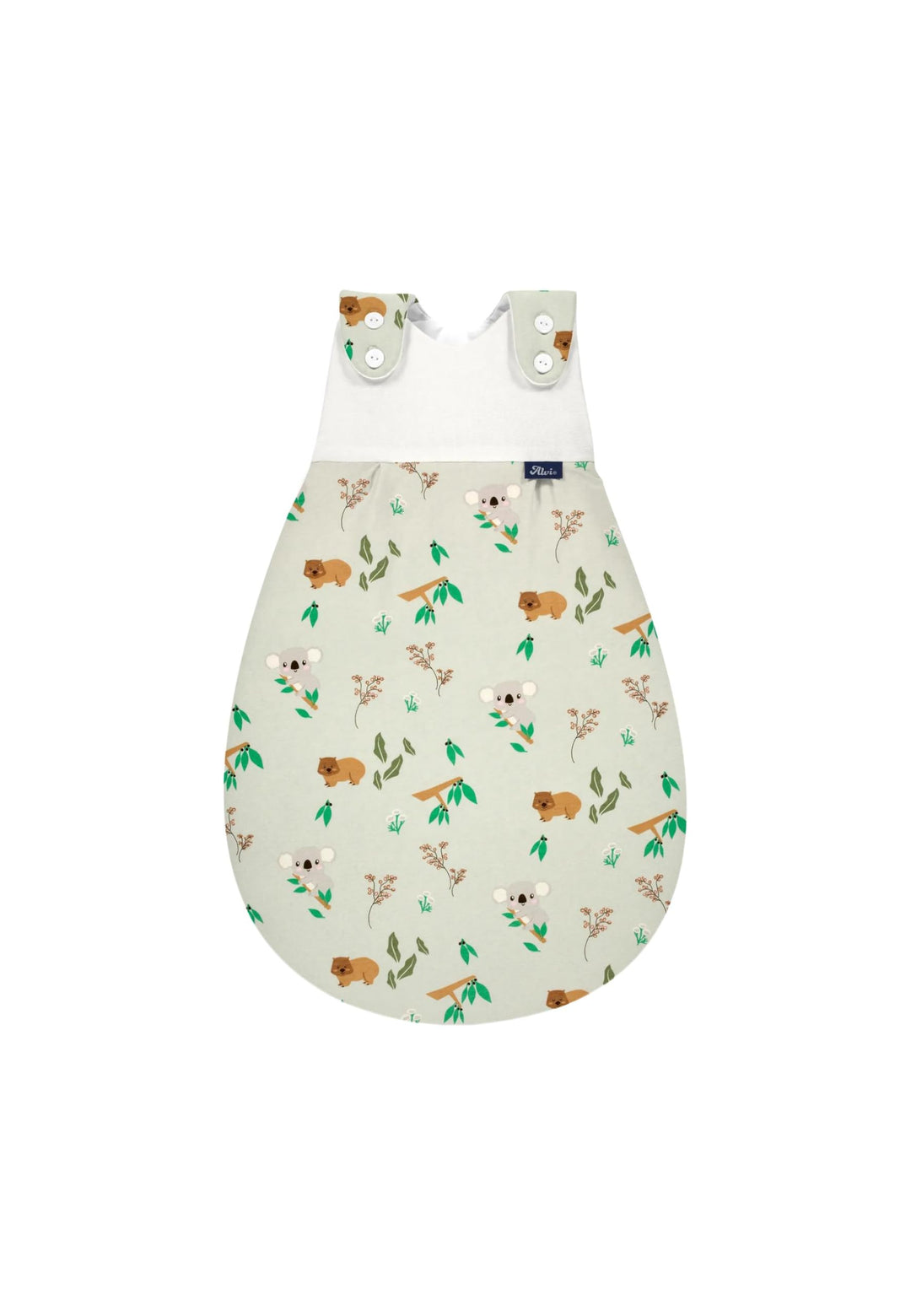 Alvi Baby Mäxchen Aussensack koalas world/Ganzjahresschlafsack mitwachsend/Babyschlafsack grössenver
