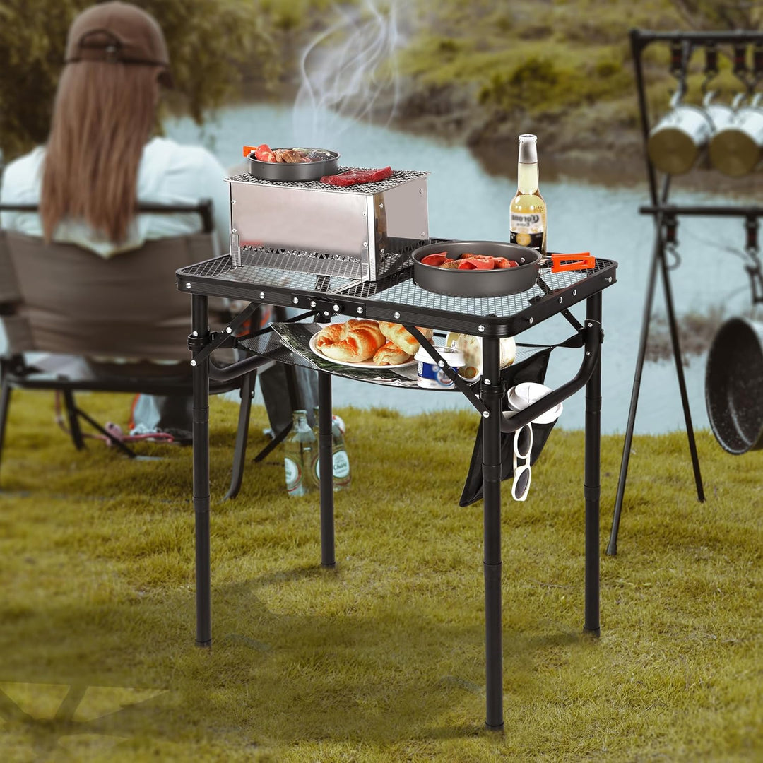 REDCAMP Tragbarer Grilltisch mit Mesh Desktop, 60 x 40cm Leichter Faltbarer Klappbarer Campingtisch