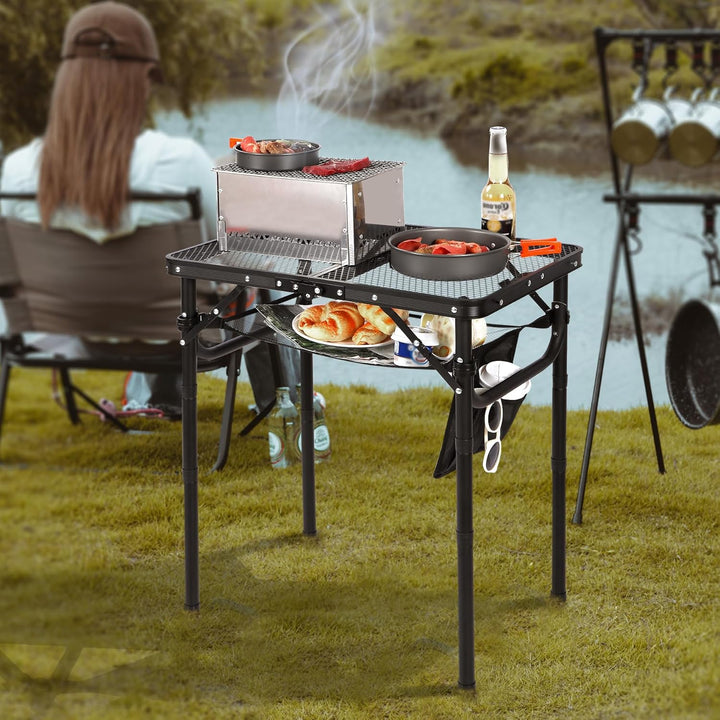 REDCAMP Tragbarer Grilltisch mit Mesh Desktop, 60 x 40cm Leichter Faltbarer Klappbarer Campingtisch