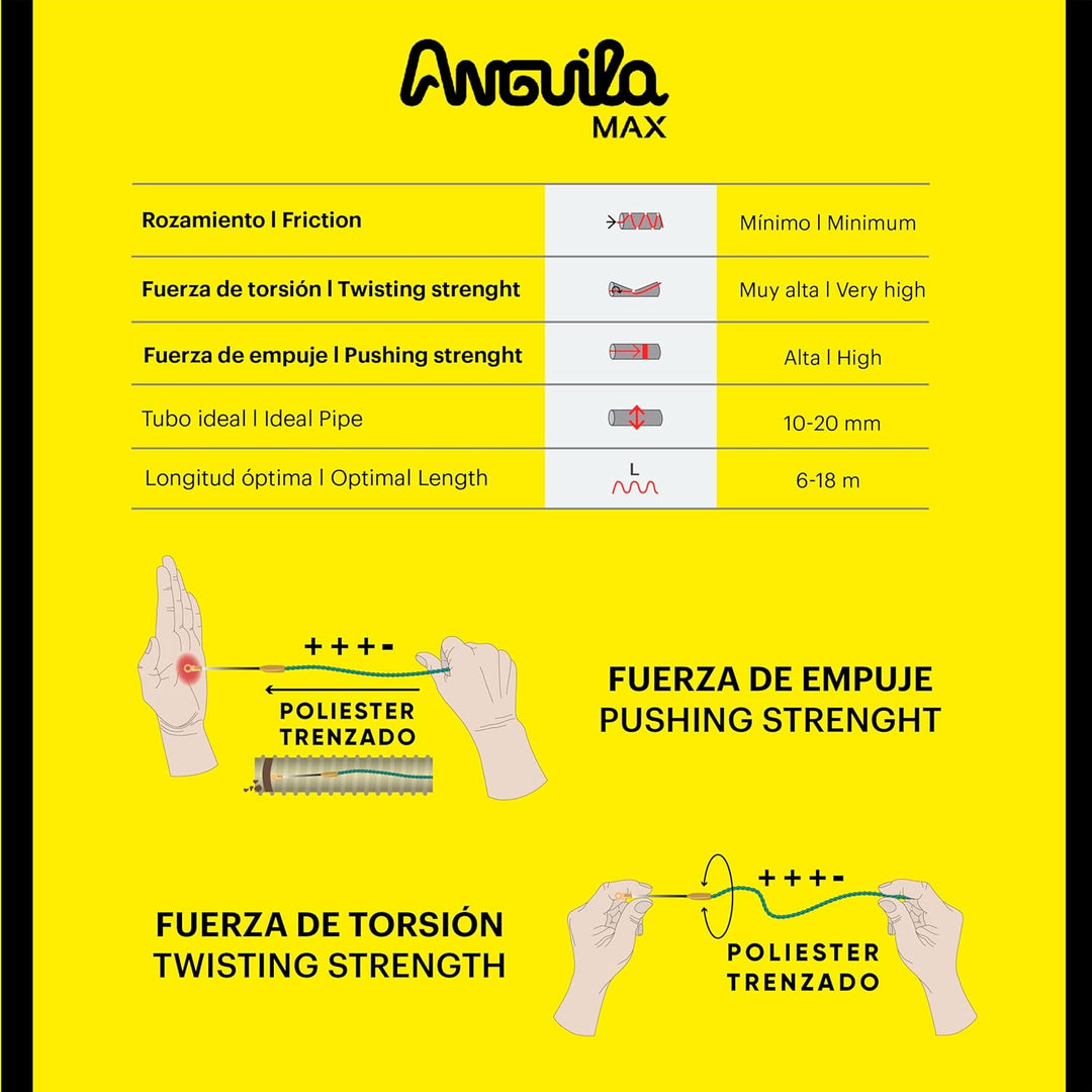 Anguila Max | Kabelzugführung | Schmale Rohre | Monofilament | Geflochtenes Polyester | Gemischte En