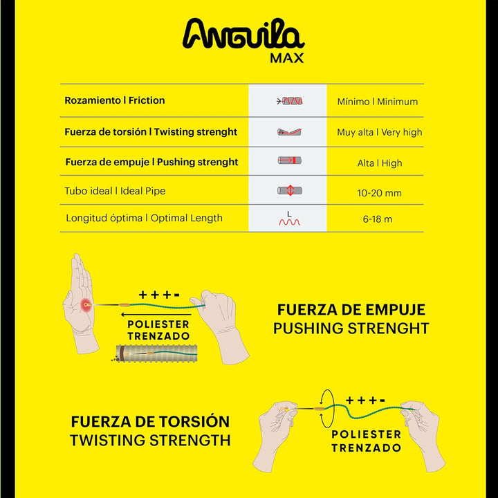 Anguila Max | Kabelzugführung | Schmale Rohre | Monofilament | Geflochtenes Polyester | Gemischte En