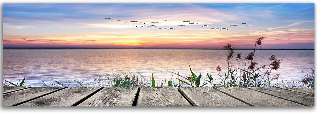 Feeby Bilder Steg Vögel 90x30 cm Wohnzimmer Schlafzimmer Büro Flur Küche Wandbilder Modern Bild auf