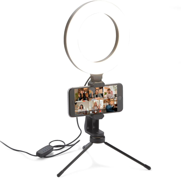 2X LED Handy Ringlicht Ø 16 cm mit Stativ und Handyhalter Dimmbar Smartphone Lampe Licht Ringleuchte