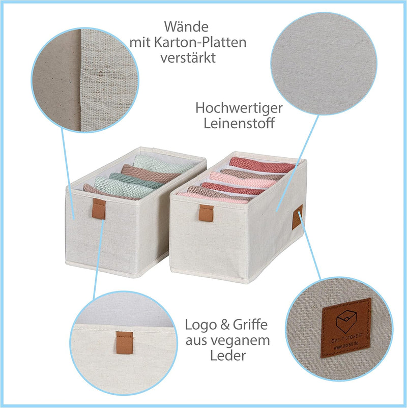 LOVE IT STORE IT Premium Schrank Organizer 2-teilig - Schubladen Ordnungssystem aus Stoff - Verstärk