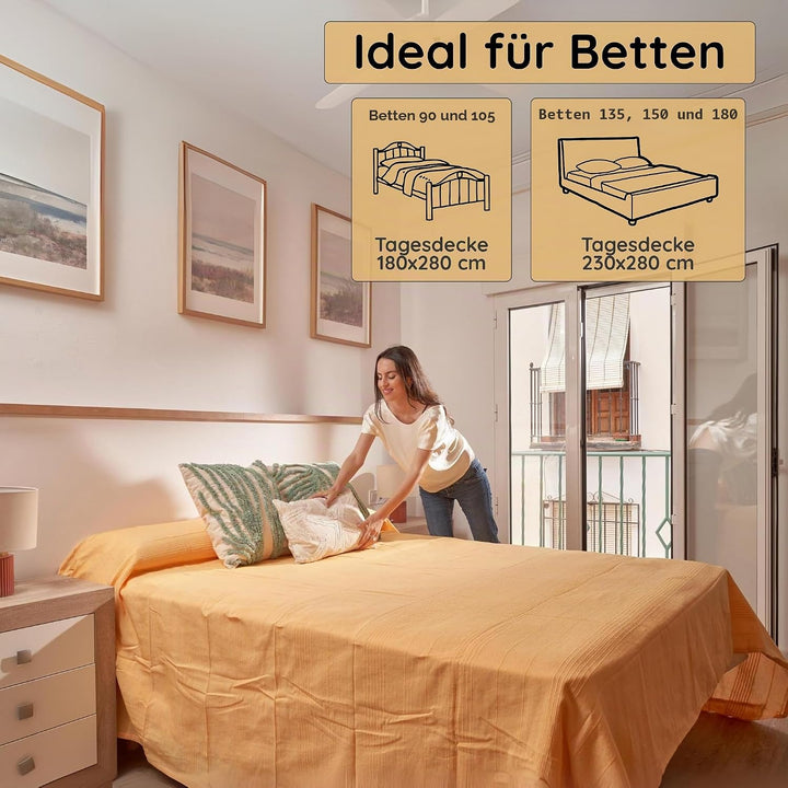 Jarapa Home Tagesdecke Baumwolle Wohndecke – Sofadecke Sofaüberwurf Bettüberwurf Überwurfdecke für S