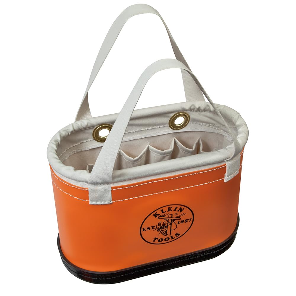 Hard Body Oval Bucket Orange/White Klein Tools 5144BHHB, Orange