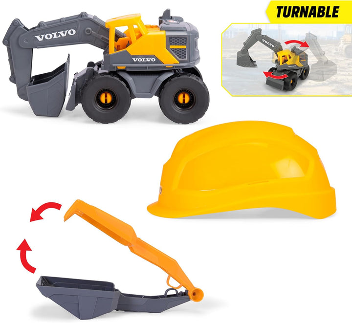 Dickie Toys - Volvo Baustellen-Set Tough Excavator (4-TLG.) - grosser Spielzeug-Bagger (26 cm) mit H