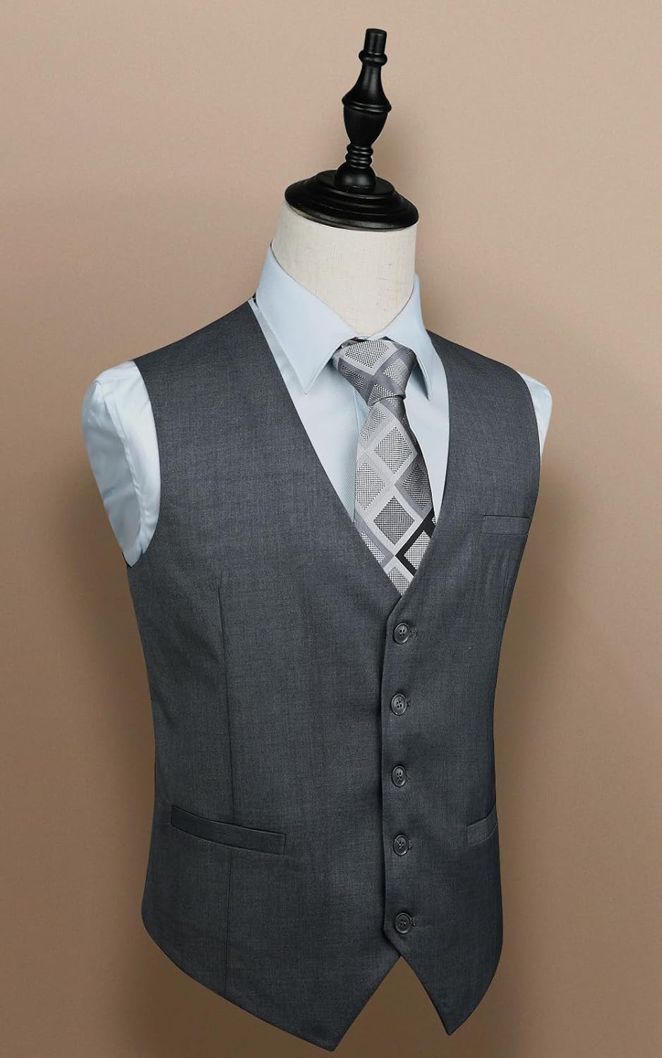 HISDERN Herren Formale Hochzeit Party Weste Baumwolle Einfarbig Weste XS Grau-1, XS Grau-1