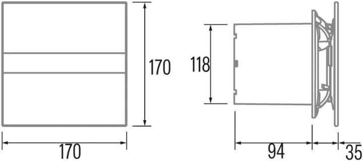 Badlüfter mit Timer 120 mm (120 mm mit Timer und Feuchtigkeitsanzeige) 120 mm mit Timer und Feuchtig
