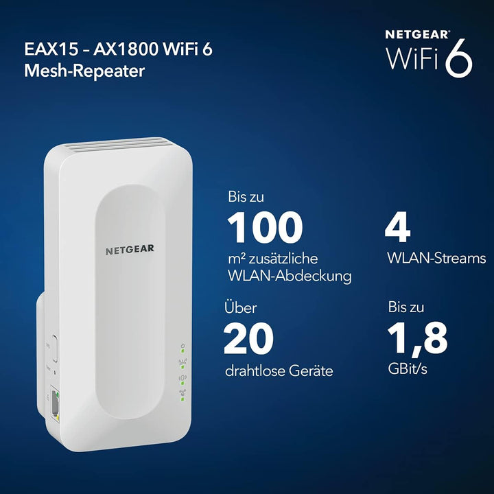 NETGEAR AX WiFi 6 Mesh WLAN System AX1800 (4 simultane Streams mit bis zu 1.8 GBit/s, 5X GB LAN-Port