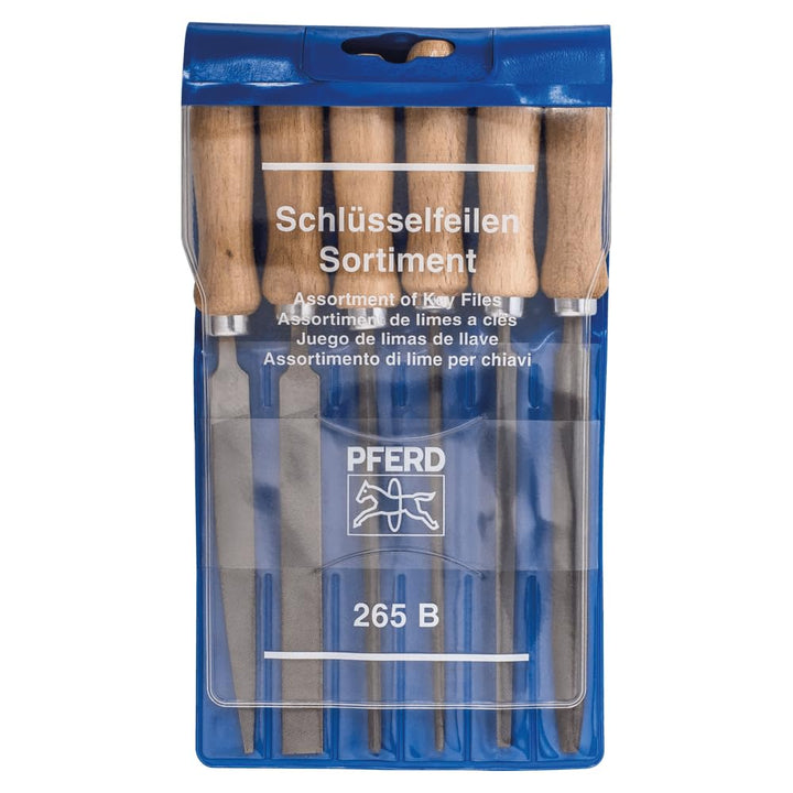 PFERD Schlüsselfeilen-Set 265 B in Kunststofftasche, 6 Feilen, 100mm, mit Holzheften, 11700265 – für