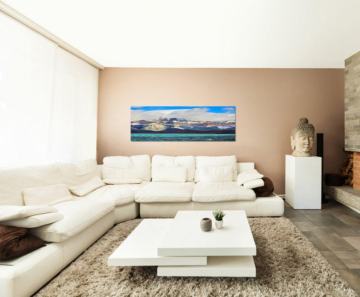Paul Sinus Art Panoramabild auf Leinwand und Keilrahmen 150x50cm Patagonien Nationalpark Berge Meer