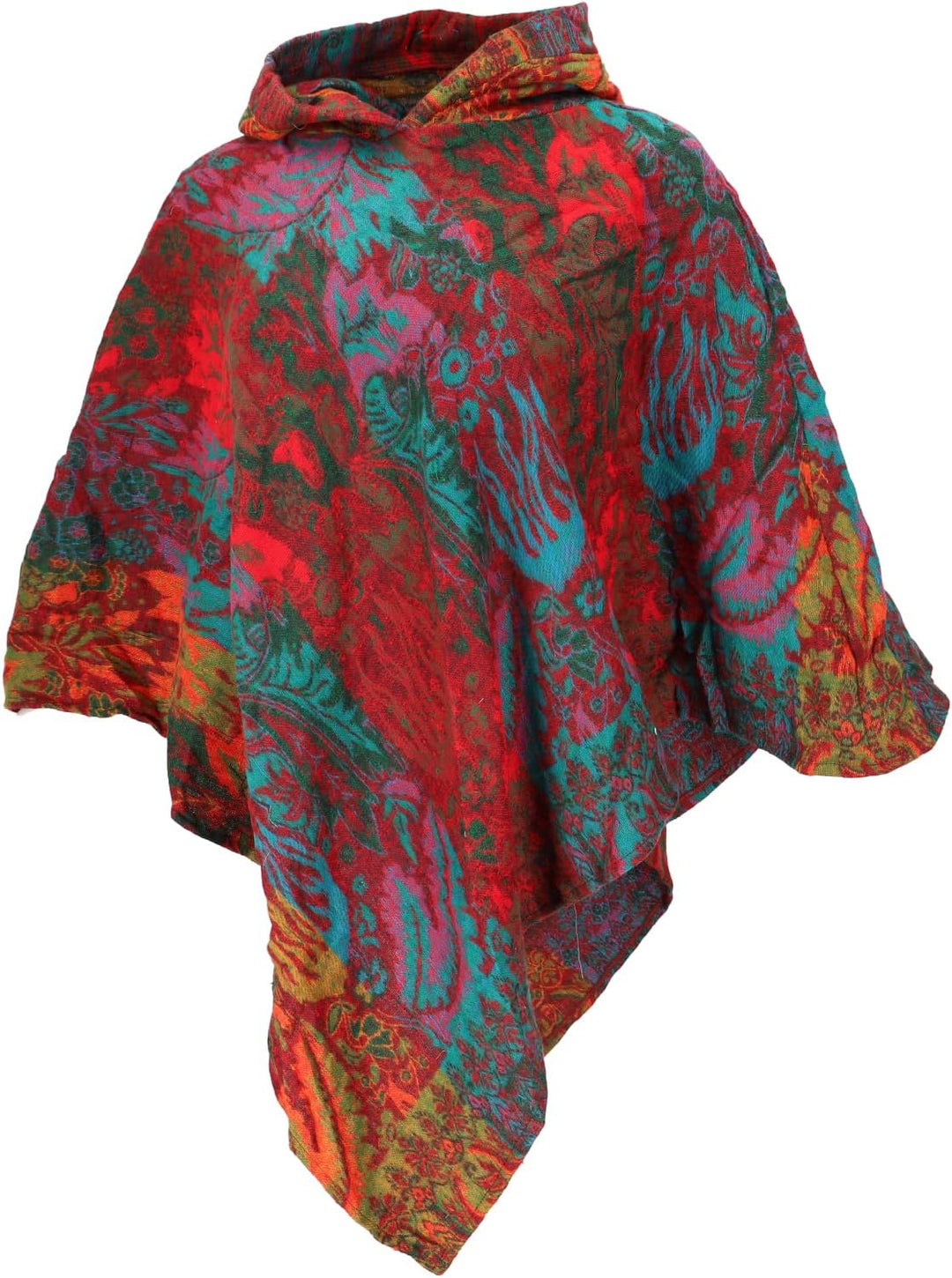 GURU SHOP Flauschiger Poncho mit Kapuze, Goa Hippie Poncho, Damen, Schwarz, Synthetisch, Size:40 40