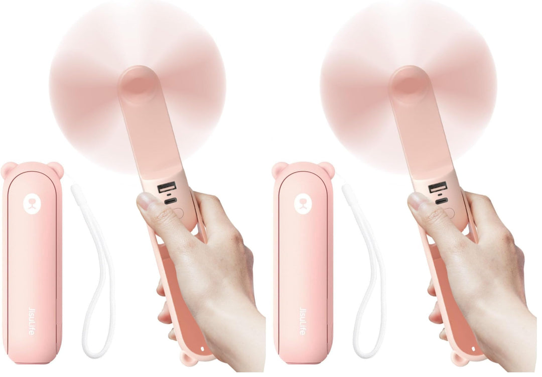 JISULIFE Handventilator Mini Ventilator 3 IN 1, mit 4500 mAh Powerbank USB Akku Klein, Batteriebetri