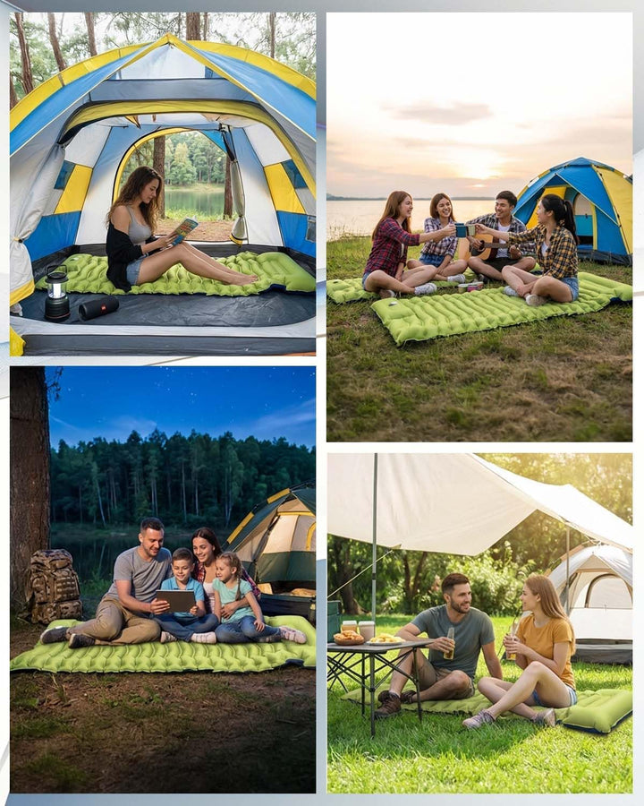 Isomatte Camping,Ultraleichte Isomatte Aufblasbar mit Integriertem Kissen & Fusspumpe, Kompakte Camp