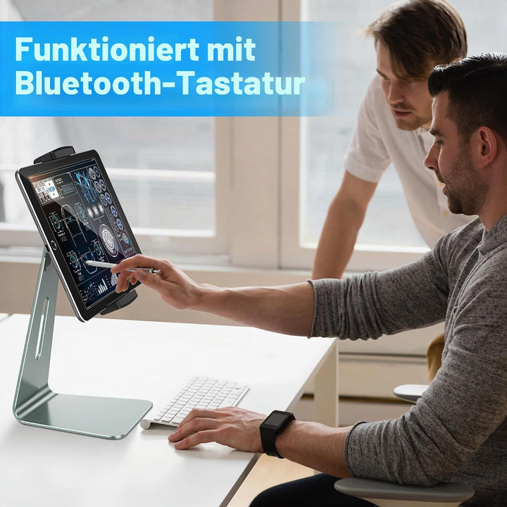 AboveTEK Verstellbarer Aluminium-Tablet-Ständer, 360° drehbarer Display-Halter für 7–12,9 Zoll iPad