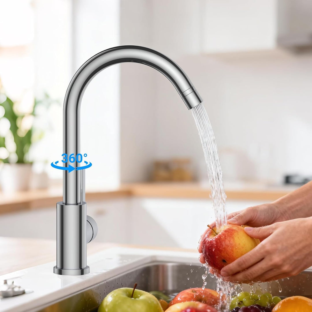 Niederdruck Armatur Küche mit 2 Strahlarten, 360 ° Drehbare Wasserhahn Küche, Leicht zu zerlegen und