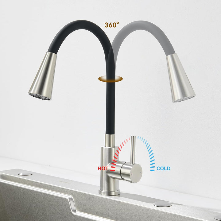 Wasserhahn Küche Flexibler, Küchenarmatur mit Flexibler Auslauf 4 Modus, Hochdruck Mischbatterie Spü