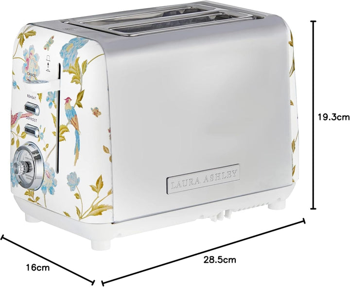 VQ Laura Ashley 2-Scheiben-Toaster mit einstellbaren Heiz-, Auftau- und Aufwärmmodi - Edelstahl Vint