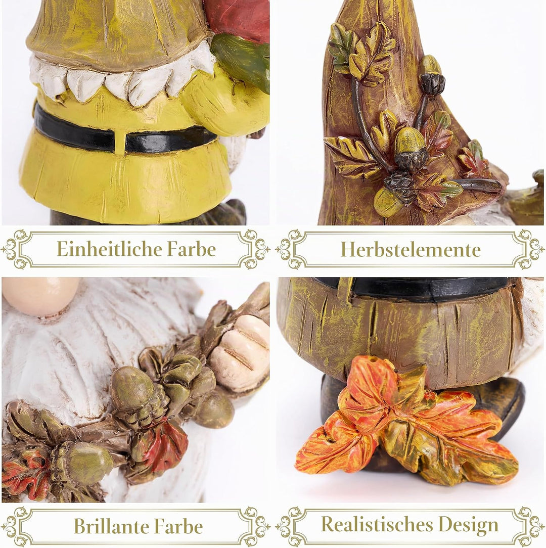 VALERY MADELYN 3er Set 14cm Herbstdeko Figuren Kunstharz Zwerge Gartendeko,Niedlichen Gartenzwerge f