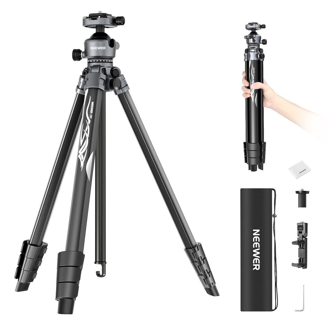 NEEWER LITETRIP LT07 61" Aluminium Kamera Reisestativ, tragbarer Ständer mit Kugelkopf, zweiachsiger