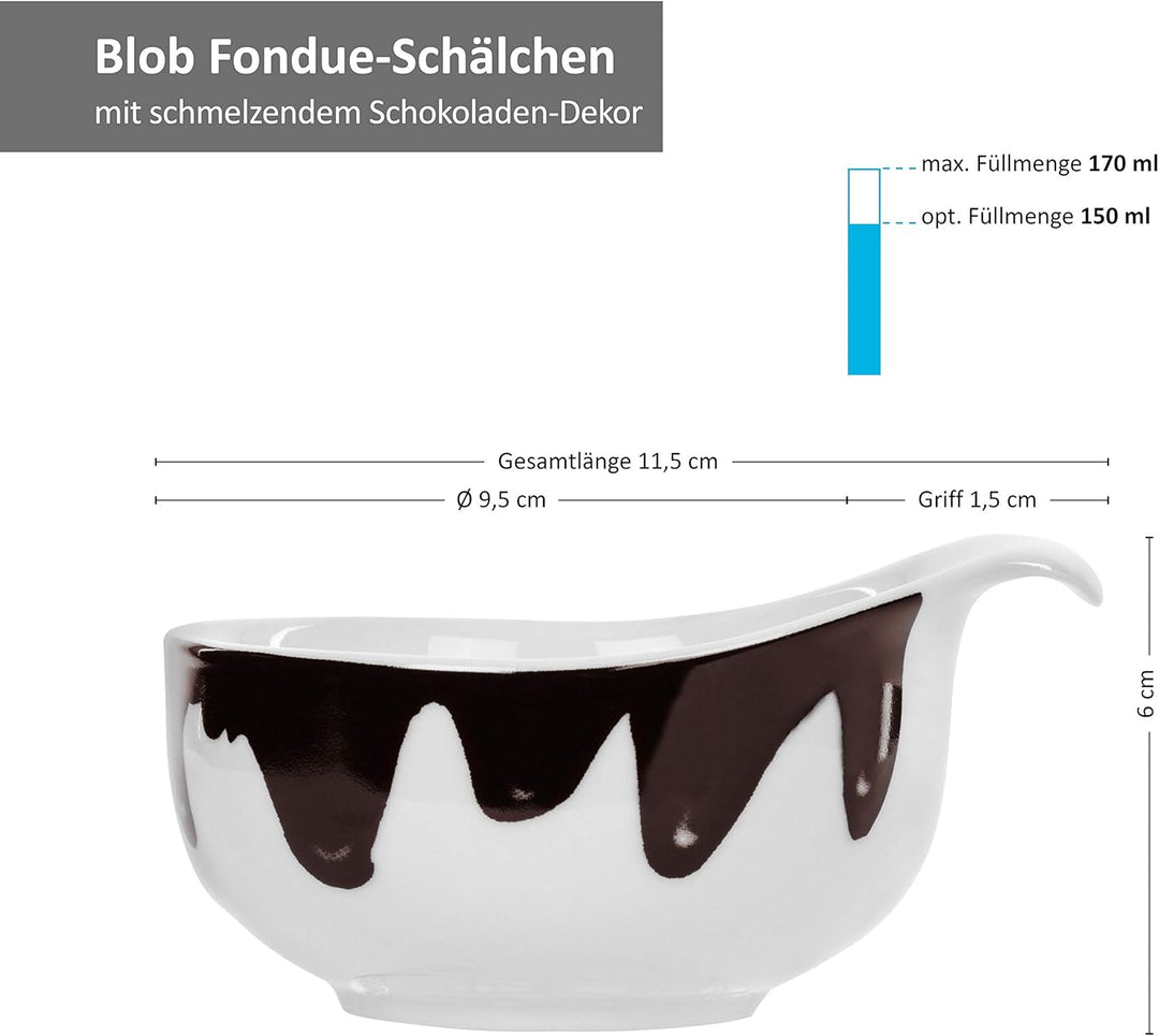 MamboCat 12er-Set Fondueschälchen Blob I 150ml I 12x Servier-Schale für Löffel-Dessert I Schokofondu