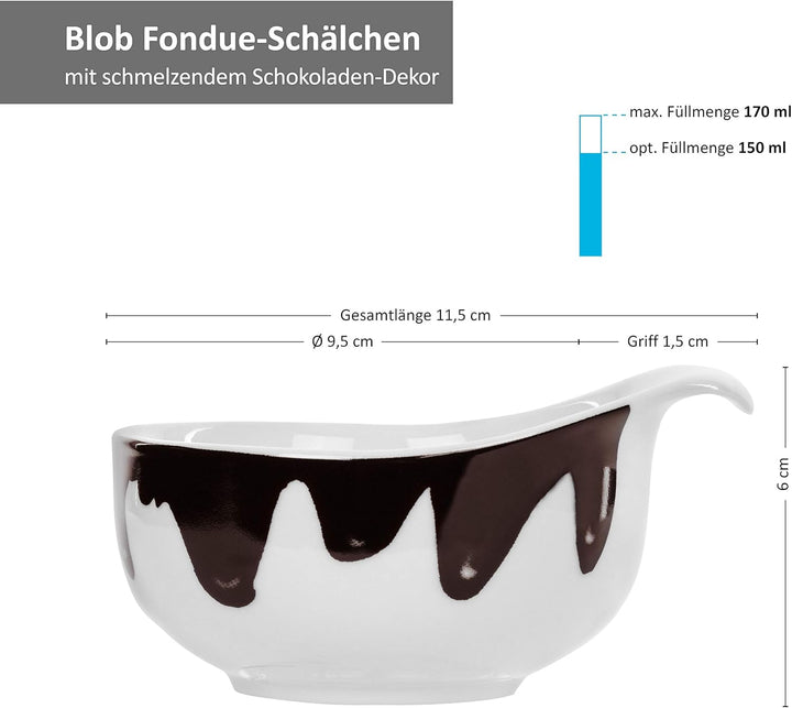 MamboCat 12er-Set Fondueschälchen Blob I 150ml I 12x Servier-Schale für Löffel-Dessert I Schokofondu