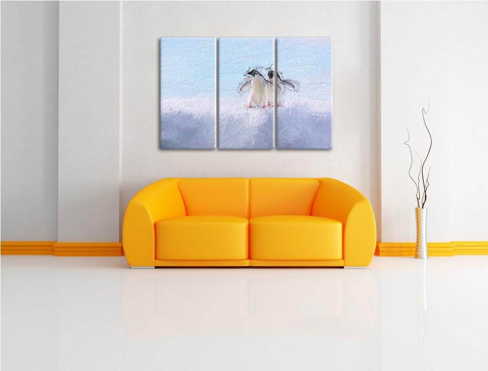 zwei kleine Adeliepinguine auf Eisscholle NewArt 3-Teiler Leinwandbild 120x80 Bild auf Leinwand, XXL
