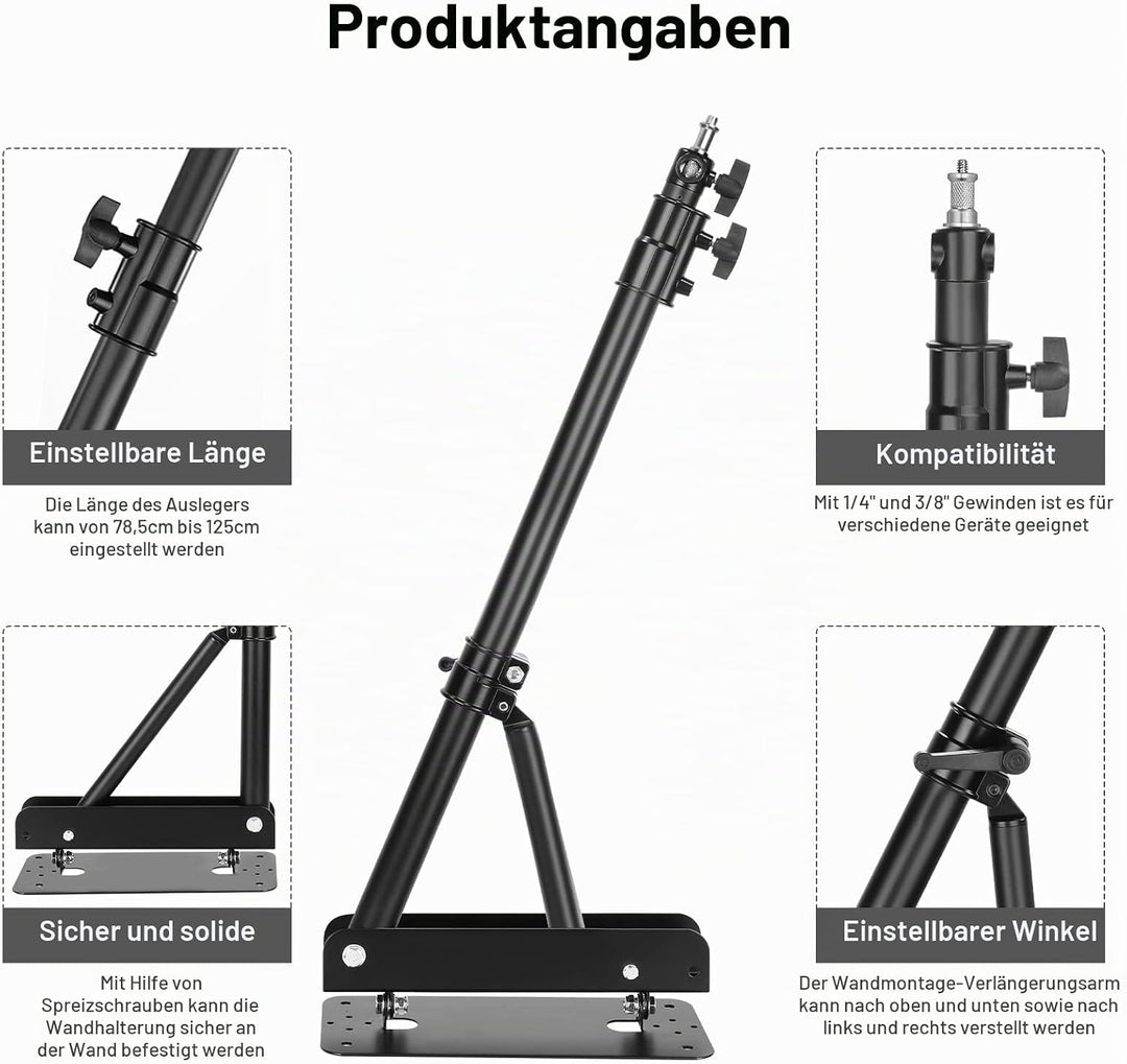 NEEWER Wandmontage Dreieck Boom Arm für Fotografie Blitzlicht, Monolight, Softbox, Regenschirm, Refl