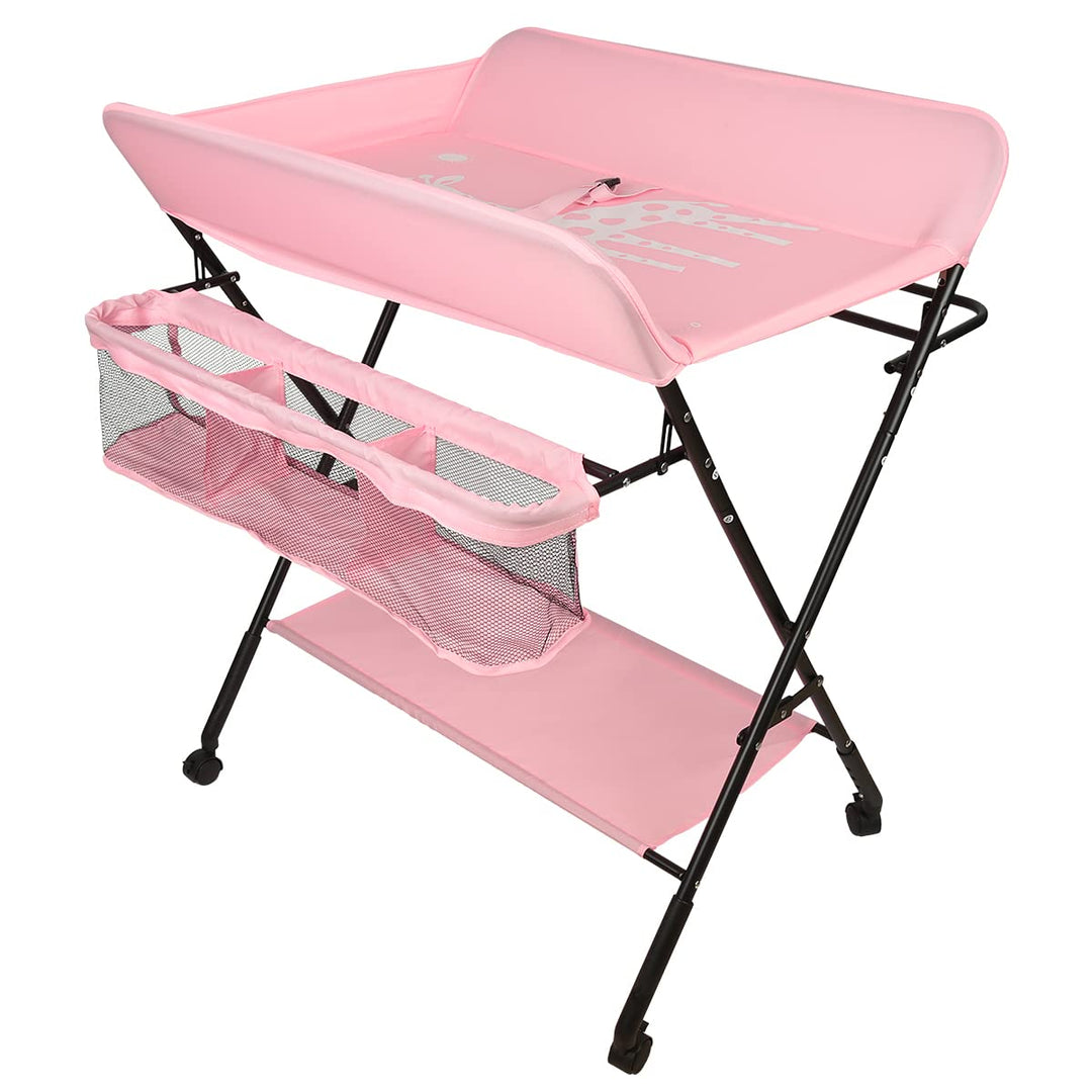 Wickeltisch, faltbar und tragbar, 2-in-1, höhenverstellbar, mit Badewanne, für Babys von der Geburt
