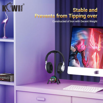 KIWIFOTOS Kopfhörerständer Spider Design Headset Halter mit USB Hub PC Gaming Zubehör für Schreibtis