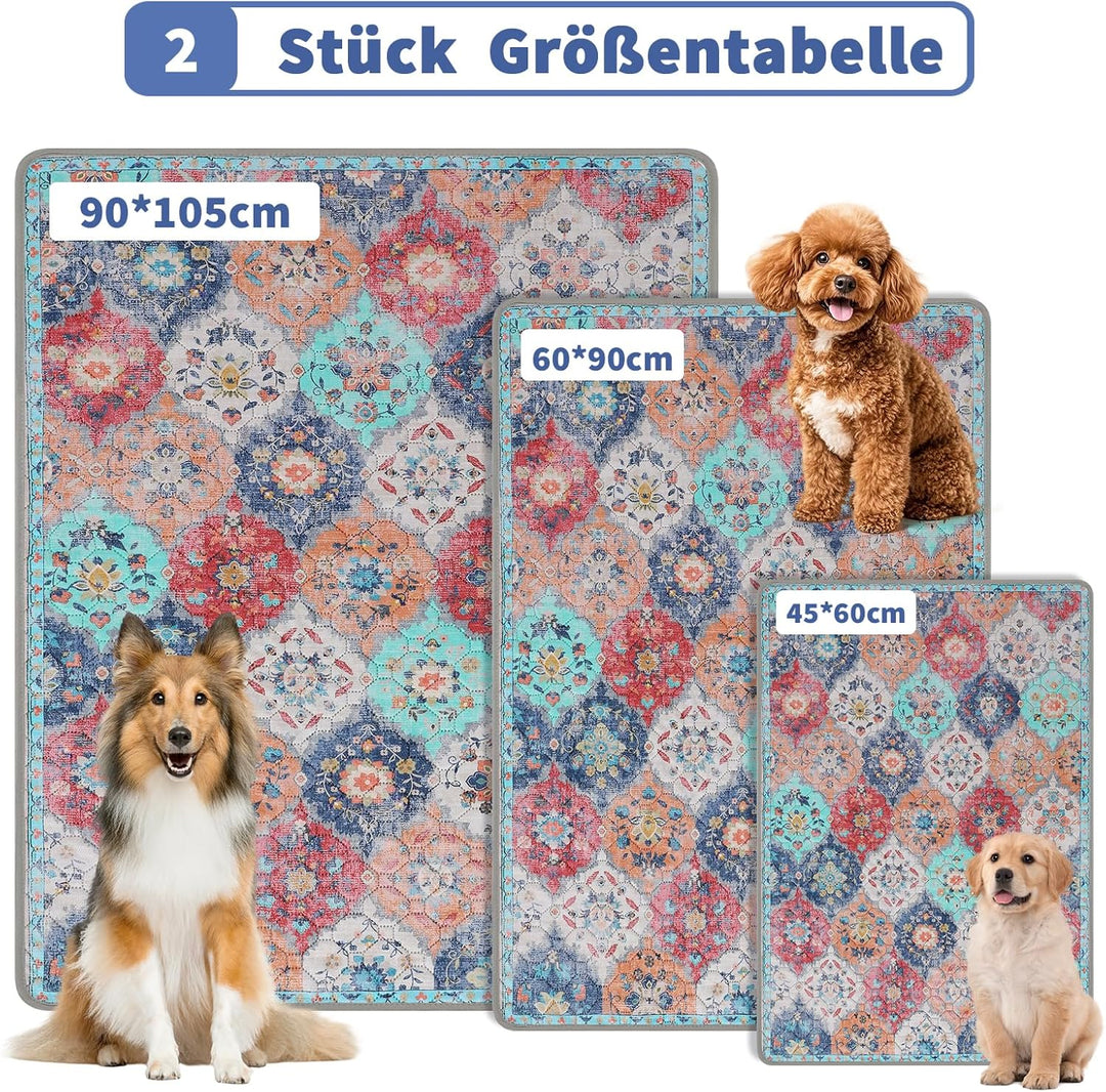 Welpen Unterlagen Waschbar, 2 Stück PIPI Matten für Hunde, Schnell Saugfähige Wiederverwendbare Inko