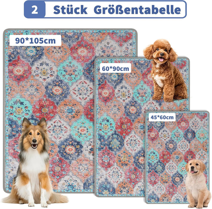 Welpen Unterlagen Waschbar, 2 Stück PIPI Matten für Hunde, Schnell Saugfähige Wiederverwendbare Inko