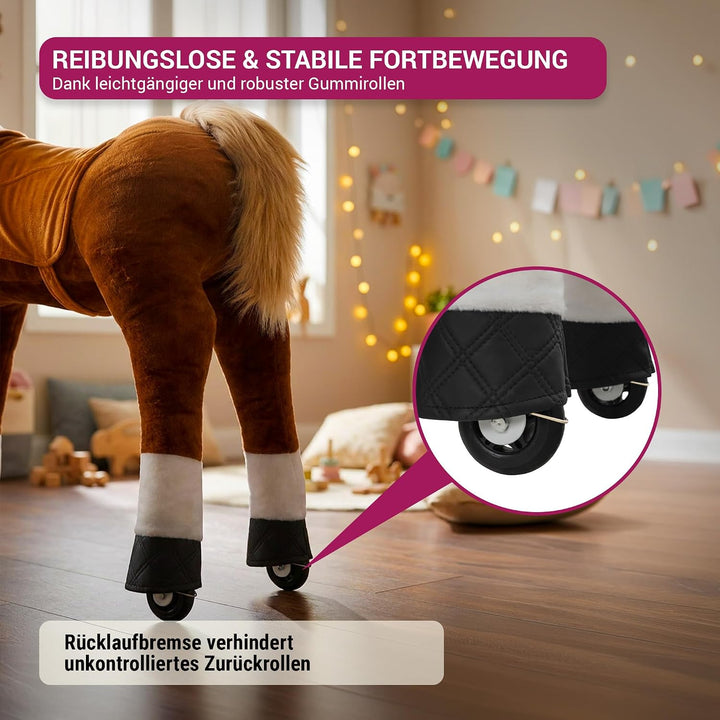 Miweba Pony Amadeus | Reitpferd auf Rollen - Pferd für Kinder - Schaukelpferd - Schaukeltier - Kusch