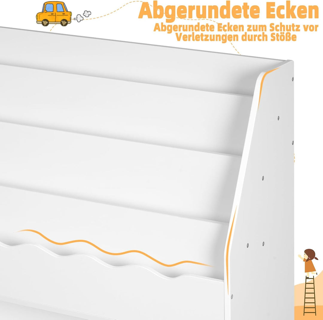 WOLTU Bücherregal Kinder, Kinderregal, weisses Regal Kinderzimmer, mit 6 Fächern, Spielzeugregal, Mo