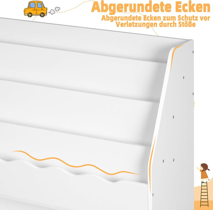 WOLTU Bücherregal Kinder, Kinderregal, weisses Regal Kinderzimmer, mit 6 Fächern, Spielzeugregal, Mo