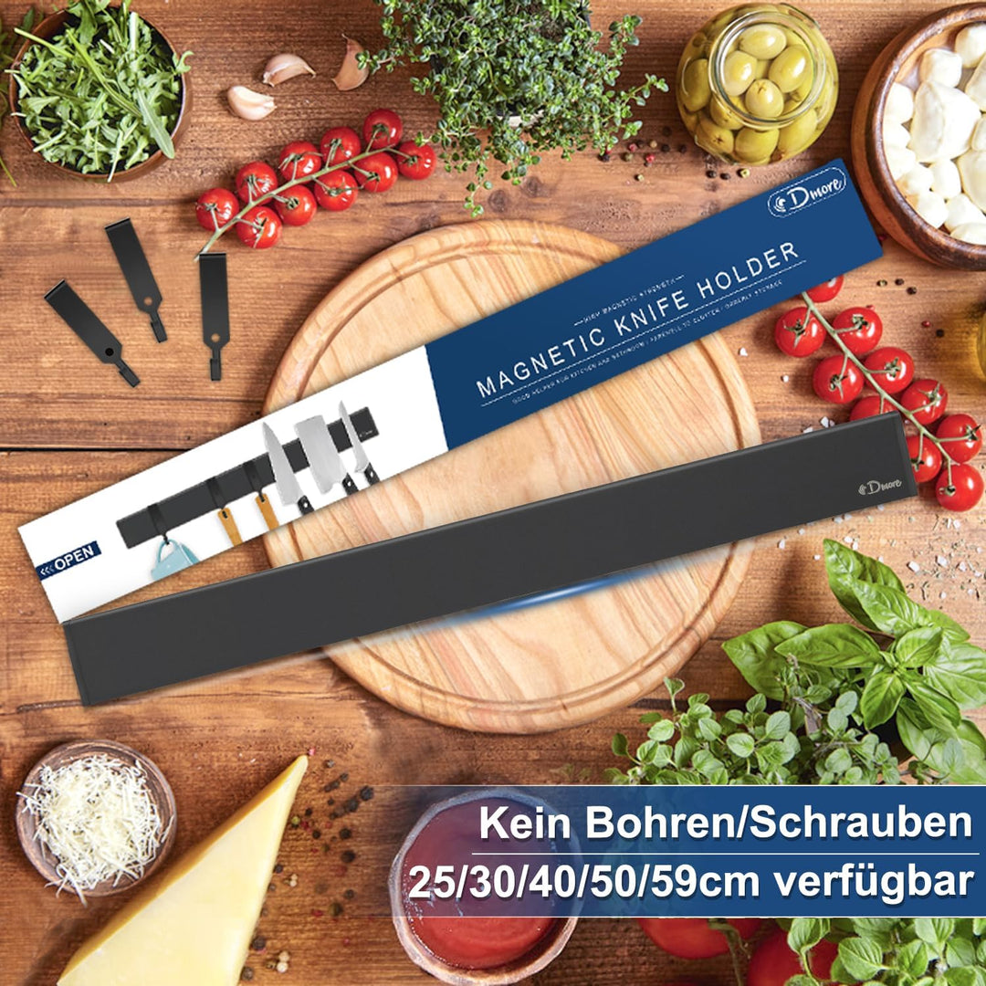 Dmore Magnetleiste Messer, 2. Generation Upgrade, mit 3 Haken, 40 cm Messerhalter magnetisch schwarz