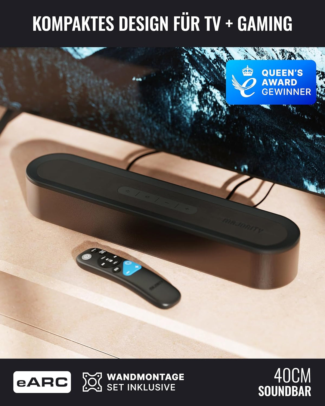 MAJORITY Bowfell Axis Soundbar für tv Geräte | 140W Dolby Audio Soundbar mit Subwoofer | TV Lautspre