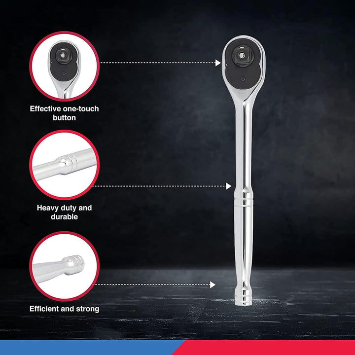 Neiko 03103A 1/2 Zoll Ratschenschlüssel, 72 Zähne Umschaltknarre, Schnellspanner 1/2 Antrieb Ratsche