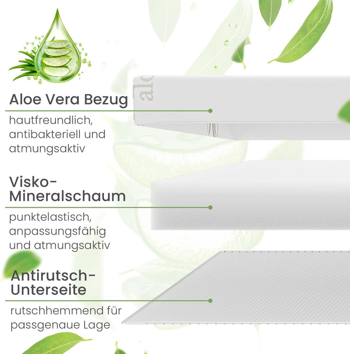 ELONEO Schlaf Topper Reise-Set 3 teilig: Visko-Matratzenauflage, Visko-Kopfkissen, hochwertige Trans