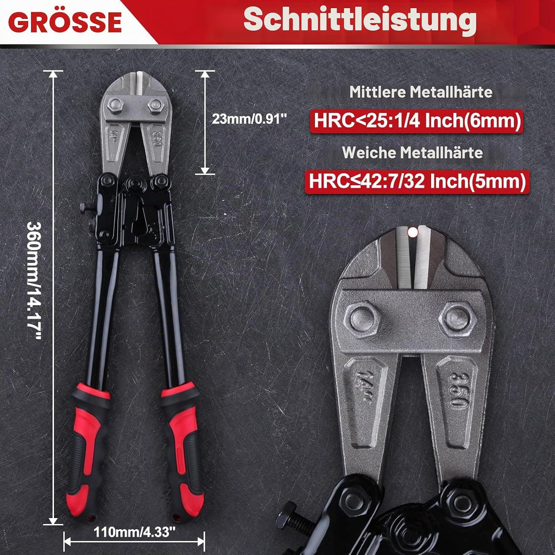 SPEEDWOX Robuster Bolzenschneider, 35,6 cm, zum Schneiden von Kettengliederzaun, Stahldraht, Kette,