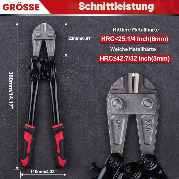 SPEEDWOX Robuster Bolzenschneider, 35,6 cm, zum Schneiden von Kettengliederzaun, Stahldraht, Kette,