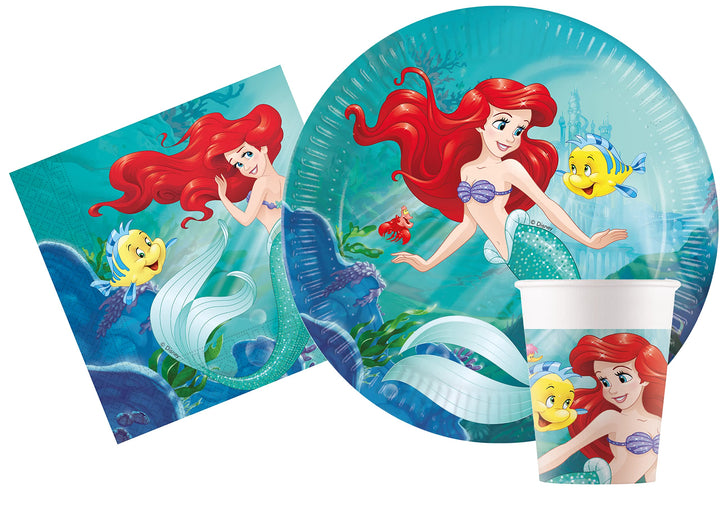Ciao - Partygeschirr Party-Set Disney Princess Ariel Little Mermaid la Sirenetta für 24 Personen (88