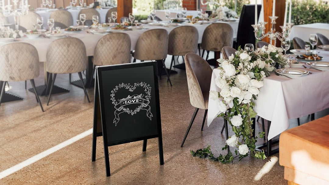 ALLboards Kundenstopper mit Schwarz, lackiertem Holzrahmen 100x60cm, Werbetafel, Gehwegaufsteller, A