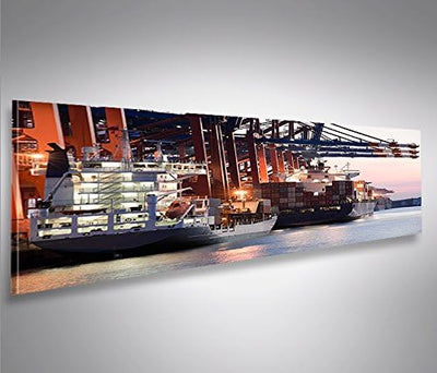 islandburner Bild Bilder auf Leinwand Containerhafen Hamburg Hafen Panorama XXL Poster Leinwandbild