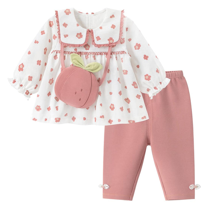 Kinder Bekleidungssets für Baby-Mädchen Baumwolle Langarm Kleid Taille Hose Babykleidung Weiche Baby